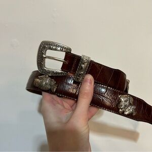 Vintage Talbots Dog Breed Bones Embossed Concho Belt Size Small